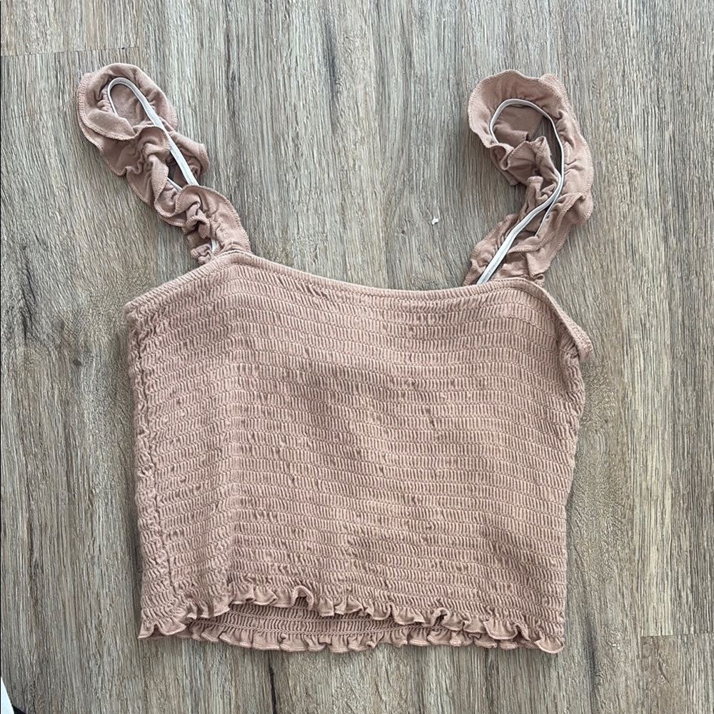 Forever 21 Pink Smocked Crop Tank Top